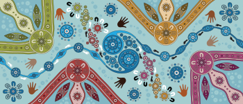 The title of this piece of art is Gin-ow-ay Nambur or 'To give, talk' in Gunnai Language. This the artwork commissioned by the Association in developing its Reconciliation Action Plan. The title of the piece is Gin-ow-ay or 'To give, talk' in Gunnai Language. The artist was Dixon Patten.