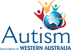 Autism Association of Western Australia logo with a globe and three coloured people-like shapes behind it. Click to go to Autism Association of Western Australia's website.