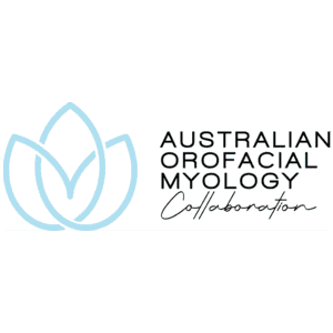 Australian Orofacial Myology Collaboration logo, including a stylized blue lotus flower to the left. Click to go to Australian Orofacial Myology Collaboration's website.