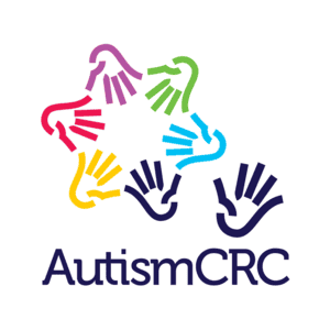 AutismCRC logo, including six stylized hand outlines in a circle and another above the text reading "AutismCRC". Click to go to AutismCRC's website.
