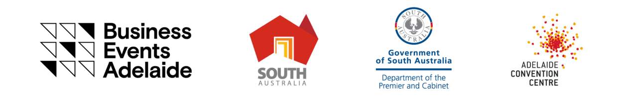 Four logos for "Team Adelaide" which includes Business Events Adelaide, South Australia, Government of South Australia and Adelaide Convention Centre. Click to go to Business Event Adelaide's website. 