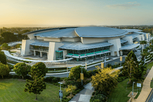 Landscape of the Gold Coast Exhibition and Convention Centre on the west facing side, during sunrise. Source: Gold Coast Exhibition and Convention Centre