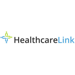 HealthcareLink logo including a blue and green outline of a cross with dots on each end. Click to go to HealthcareLink's website.