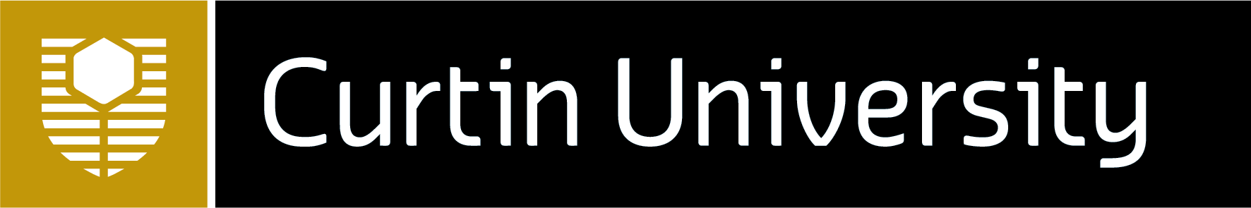 Curtin University logo with a yellow square containing a shield made up of white horizontal lines and a hexagon. Click to go to Curtin University's website.